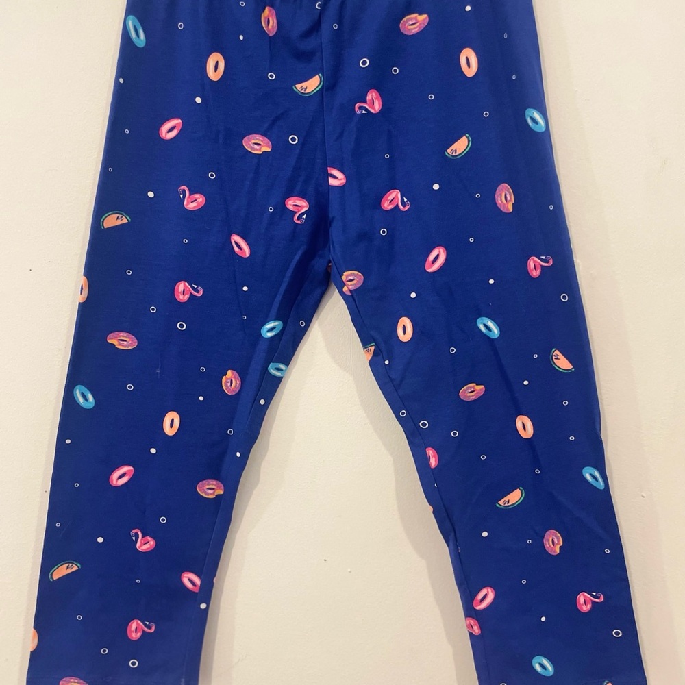 SO Blue Capri Leggings with Donut Design
